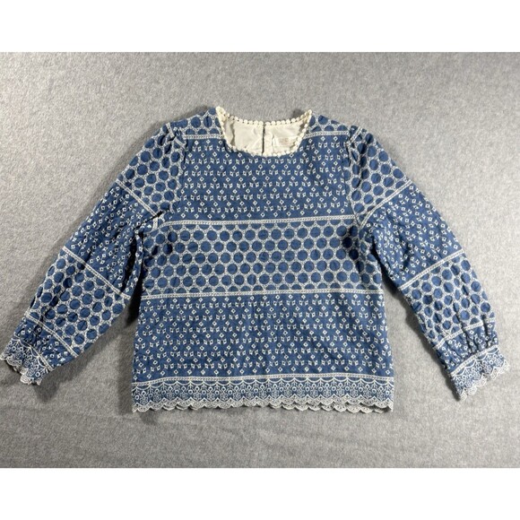 The Rose Embroidered Feminine Coquette Light Blue Top Women's Made in Korea - Picture 3 of 9